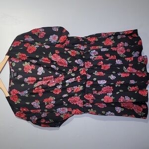 TORRID Short Sleeve Wrap Floral Black Blouse